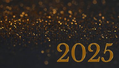 2025 Altın parıltılı yeni yıl kartı