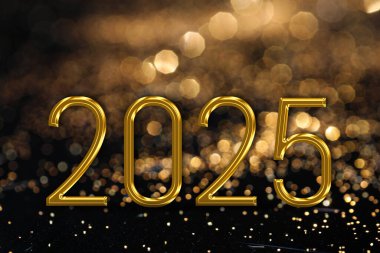 2025 Altın parıltılı yeni yıl kartı