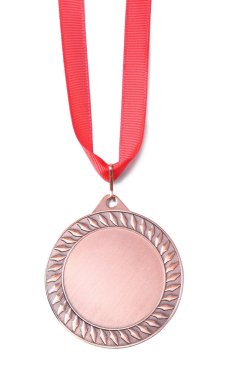 Bir bronz madalya beyaza izole edilmiş, üst manzara