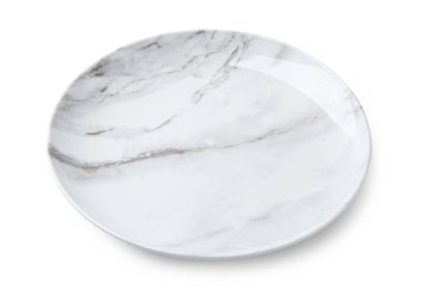 Beyaza izole edilmiş boş bir seramik tabak