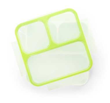 Boş plastik beslenme çantası beyaz, üst görünümde izole