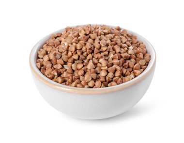 ham buğday üzerinde beyaz izole kase