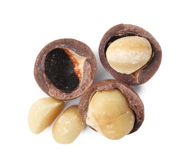 Beyaz kabuklu Macadamia fındıkları, üst manzara