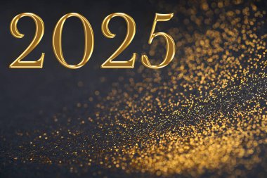 2025 Altın parıltılı yeni yıl kartı