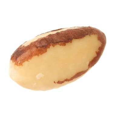 Bir lezzetli Brezilya fındığı beyaza izole edilmiş