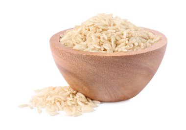 Beyaz kasede çiğ pirinç.