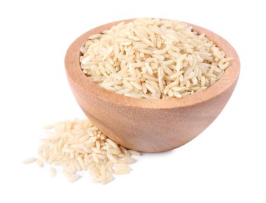 Beyaz kasede çiğ pirinç.