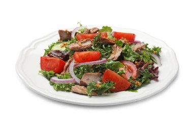 Lezzetli taze ton balığı salatası.