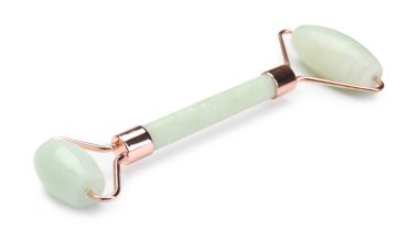 Beyaz üzerinde izole edilmiş bir kuvars yüz silindiri