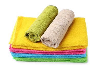 Birçok farklı mikrofiber kumaş beyaz üzerinde izole edilmiş.