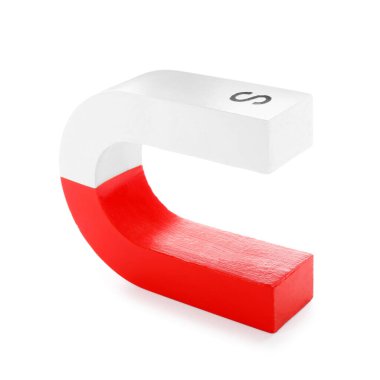 Beyaza izole edilmiş bir at nalı mıknatısı