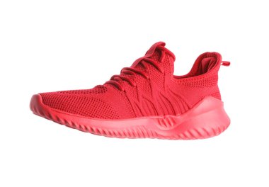 Bir şık kırmızı spor ayakkabı beyaza izole edilmiş.