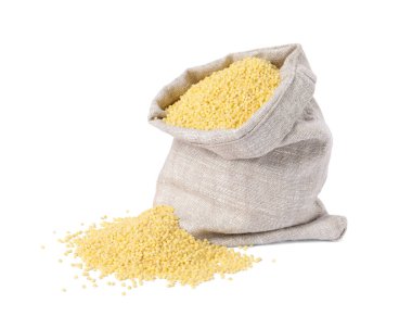 Millet çuval bezinde homurdanıyor beyaza izole edilmiş