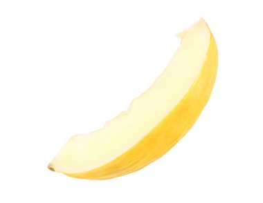 Olgun kavun dilimi beyaza izole edilmiş.