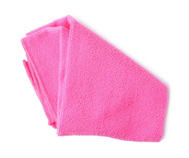 Temiz pembe mikrofiber kumaş beyaz, üst manzara