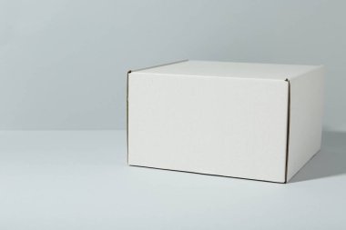 Beyaz arka planda boş bir karton kutu. Tasarım için model