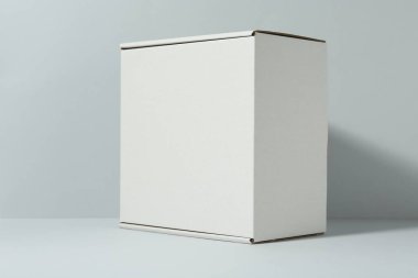 Beyaz arka planda boş bir karton kutu. Tasarım için model