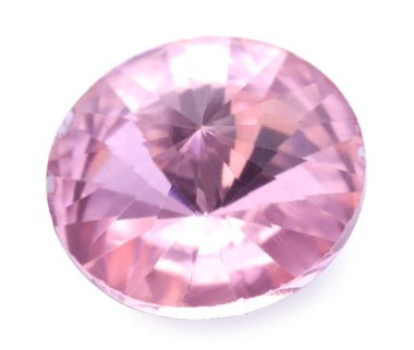 Beyaz üzerine izole edilmiş pembe parlak bir taş.
