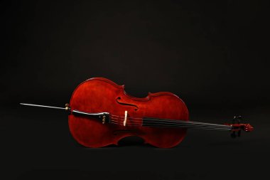 Siyah arka planda güzel bir çello. Klasik müzik aleti.