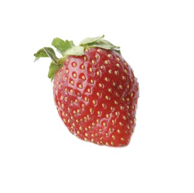 Olgunlaşmış bir çilek beyazda izole edilmiş.