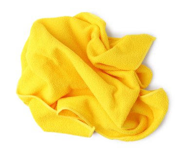 Temiz sarı mikrofiber kumaş beyaz, üst manzara