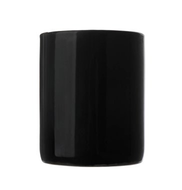 Siyah seramik bardak beyaza izole edilmiş. Tasarım için model