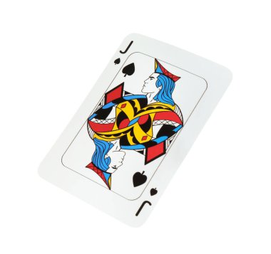 Poker oyunu. Beyazda izole edilmiş bir oyun kartı