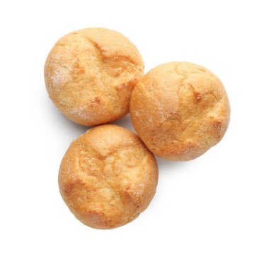 Ev yapımı lezzetli çörekler beyaz, üst manzara