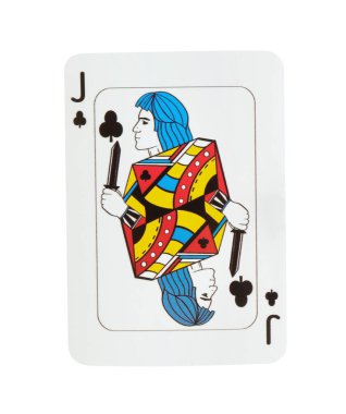 Poker oyunu. Beyazda izole edilmiş bir oyun kartı