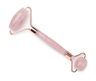 Gül kuvars yüz silindiri beyaz, üst görünümde izole