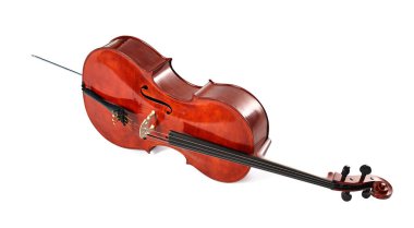 Beyaz tenli güzel bir çello. Klasik müzik aleti.