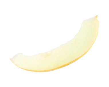 Olgun kavun dilimi beyaza izole edilmiş.