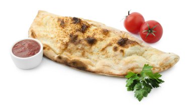 Taze maydanozlu, domatesli ve ketçaplı leziz bir calzone.