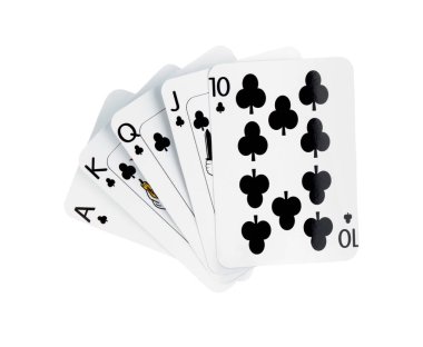 Poker oyunu. Kartlar beyazda izole ediliyor