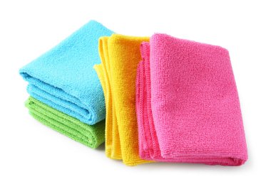Birçok farklı mikrofiber kumaş beyaz üzerinde izole edilmiş.