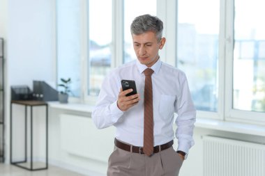 akıllı telefon kullanma office işadamı portresi