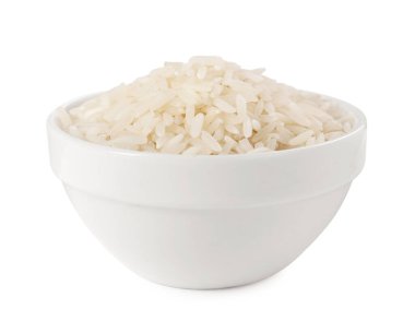 Beyaz kasede çiğ pirinç.