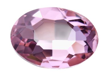 Beyaz üzerine izole edilmiş pembe parlak bir taş.