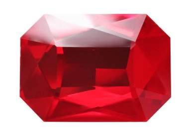 Beyaz üzerine izole edilmiş kırmızı parlak bir taş.