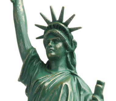 Özgürlük Anıtı beyaza izole edilmiş. Özgürlüğün sembolü