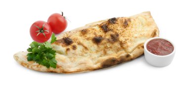 Taze maydanozlu, domatesli ve ketçaplı leziz bir calzone.