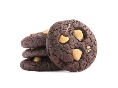 Beyaz fındıklı lezzetli çikolatalı kurabiyeler.