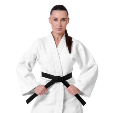 Kimonolu karate dövüşçüsü beyazları soyutladı.