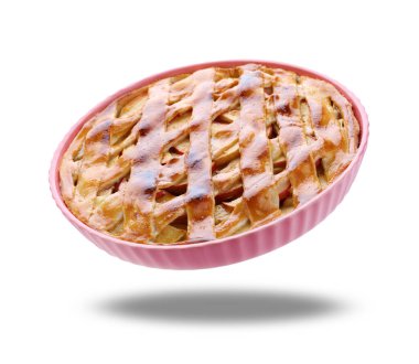 Beyaz arka planda nefis geleneksel elmalı turta