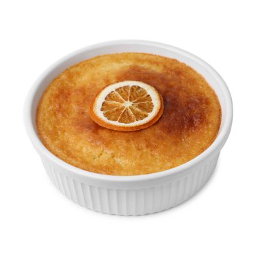 Tasty homemade semolina cake isolated on white clipart