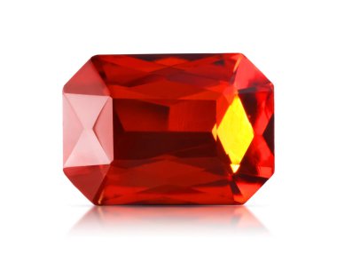 Beyaz üzerine izole edilmiş kırmızı parlak bir taş.