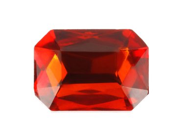 Parlak kırmızı değerli taşlı cımbızlar beyaza izole edilmiş.