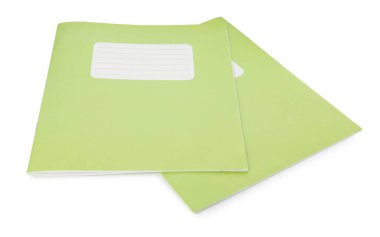 Light green copybooks isolated on white. School stationery clipart