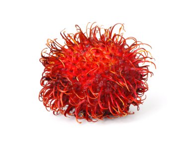 Lezzetli olgun Rambutan beyazda izole edilmiş. Egzotik meyve