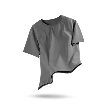 Grey t-shirt in air on white background clipart